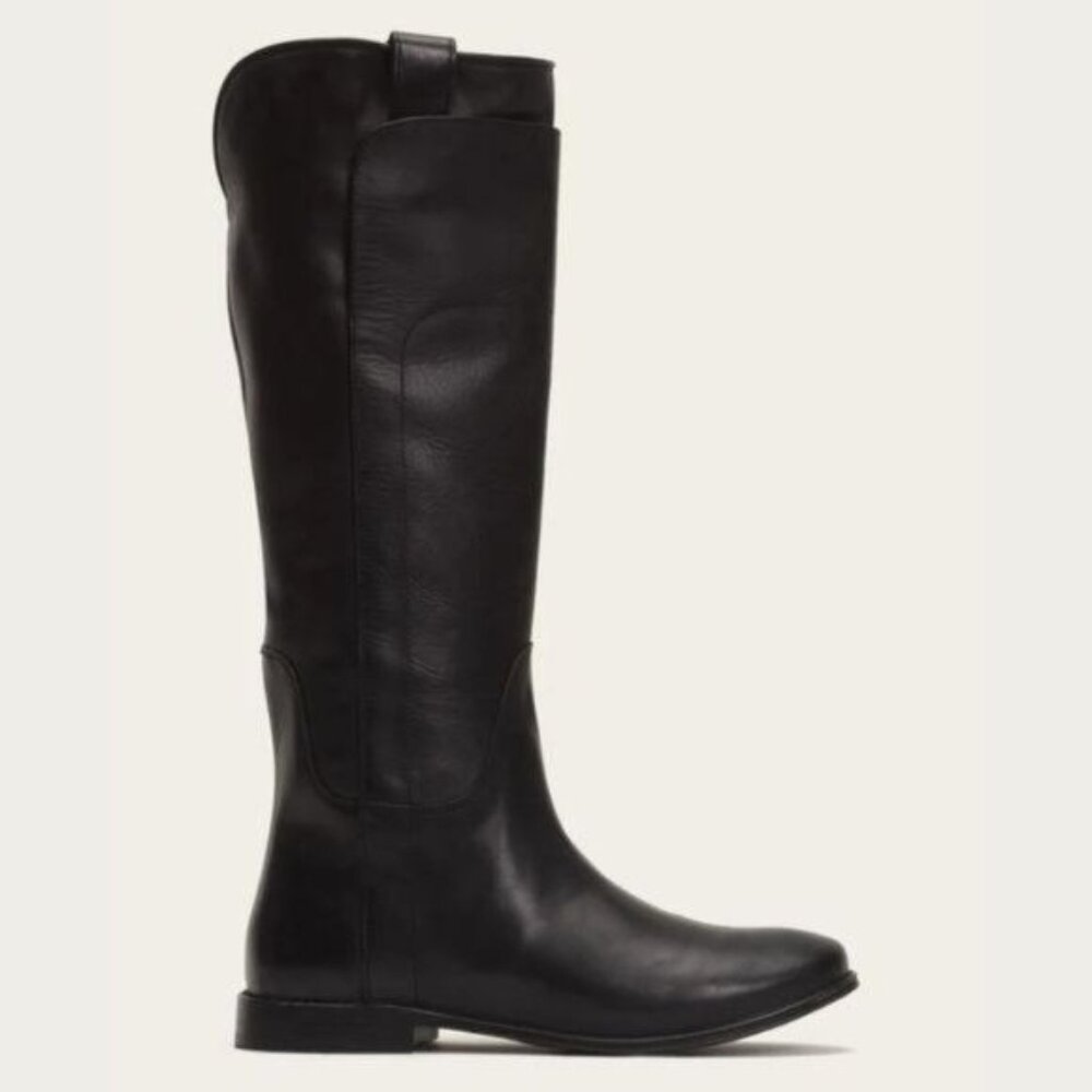 Frye Paige tall riding boot leather layer dark brown stack heel - Picture 2 of 12